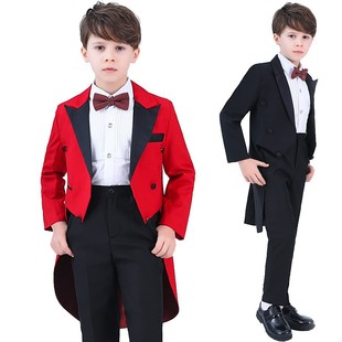 Children's Dress Boy's Tuxedo Baby Little Host Flower Girl's Wedding Piano Performance Suit Boy's Suit