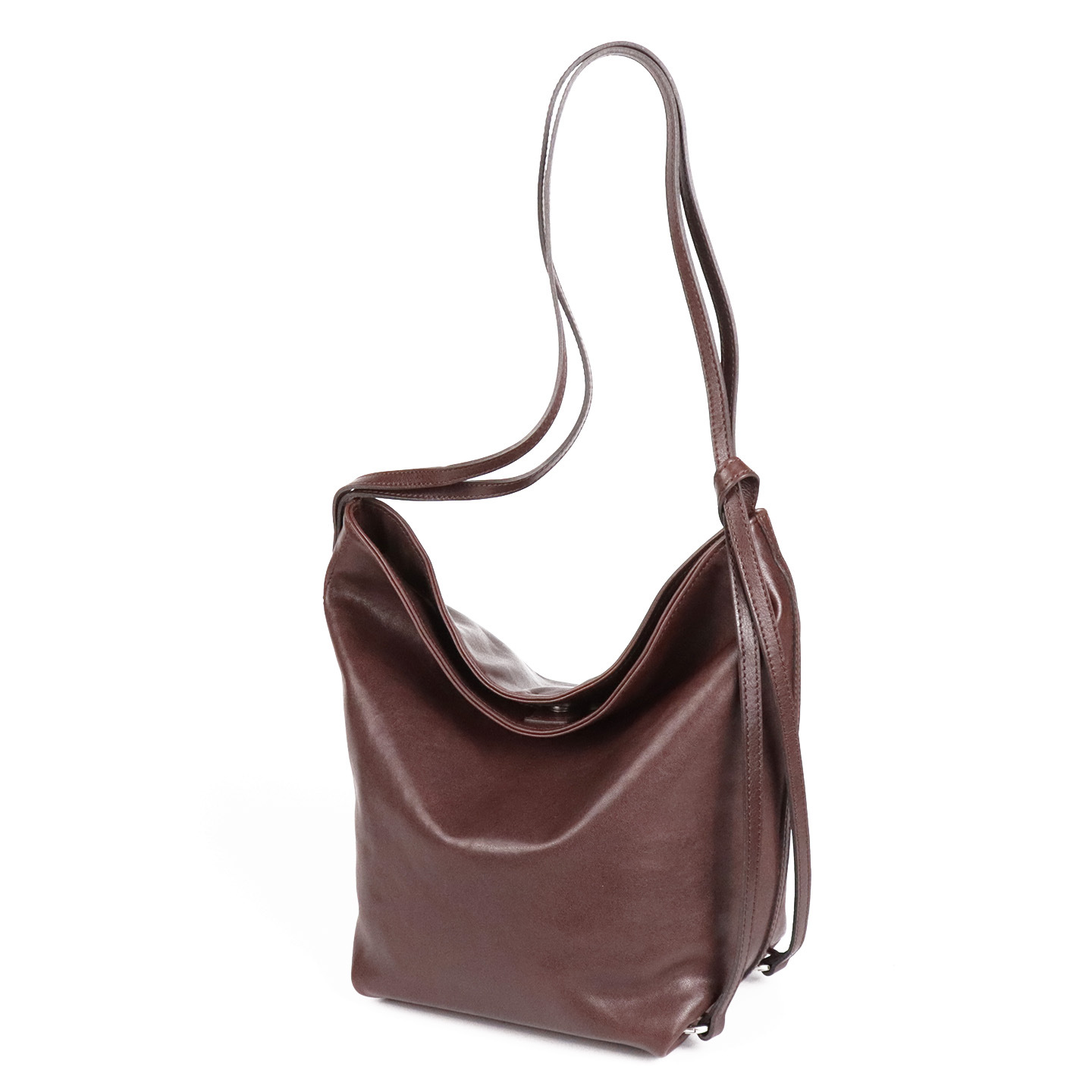 J6 Top Grain Crystal Cowhide Bucket Bag Women's Simple Tote Bag Underarm Genuine Leather Fashion 2-Way Backpack 6942 - Thumbnail 3