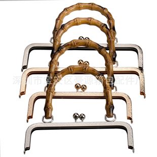 Spot 20CM Square Embossed Non-porous Screws with Punched Bamboo Handles, Gold Imitation Bamboo Plastic Handles