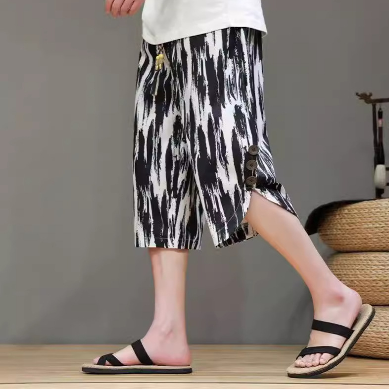 Summer silk capacious beach thin breathable trousers