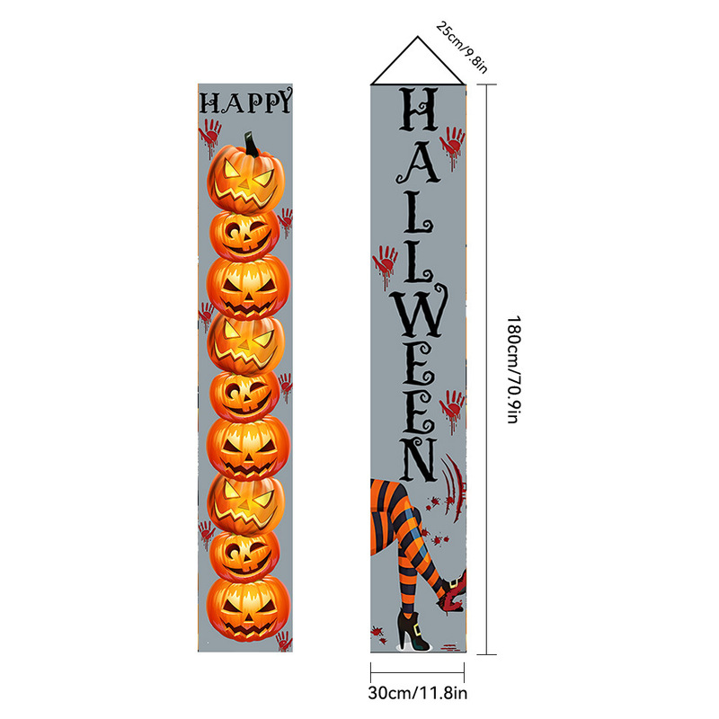 国境を越えた新型ハロウィーン対聯祝日パーティー浮かれ騒ぎ装飾ポリエステル布鬼節恐怖ハロウィーンカーテン|undefined