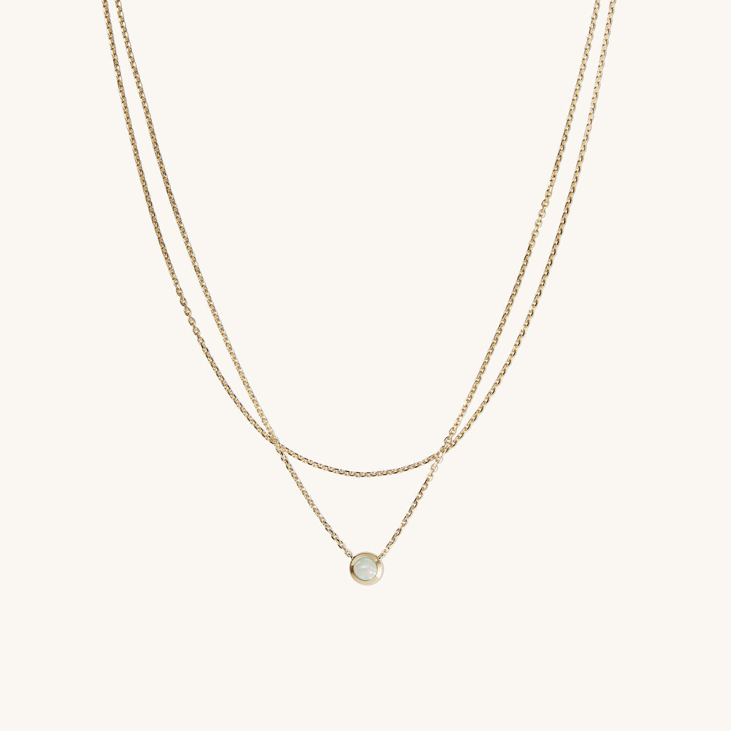 Fashion Round Titanium Steel Layered Necklaces Gold Plated Inlay Natural Stone Stainless Steel Necklaces_colorza_4