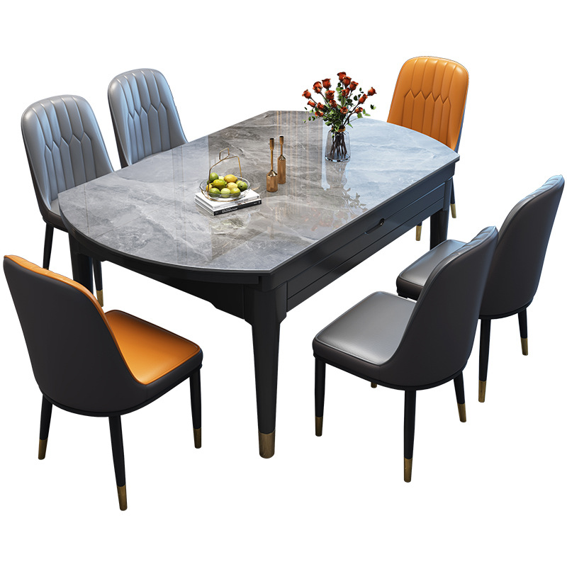 Mesa de Comedor Redonda Extensible de Tablero de Roca, Plegable y Ajustable, para Comedor image 6