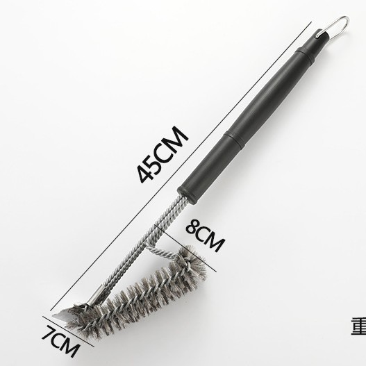 Cepillo de limpieza de malla de barbacoa de acero inoxidable Cepillo de alambre de tres capas de 18 pulgadas Cepillo de limpieza de parrilla de tres cabezales con cabezal de cepillo de pala