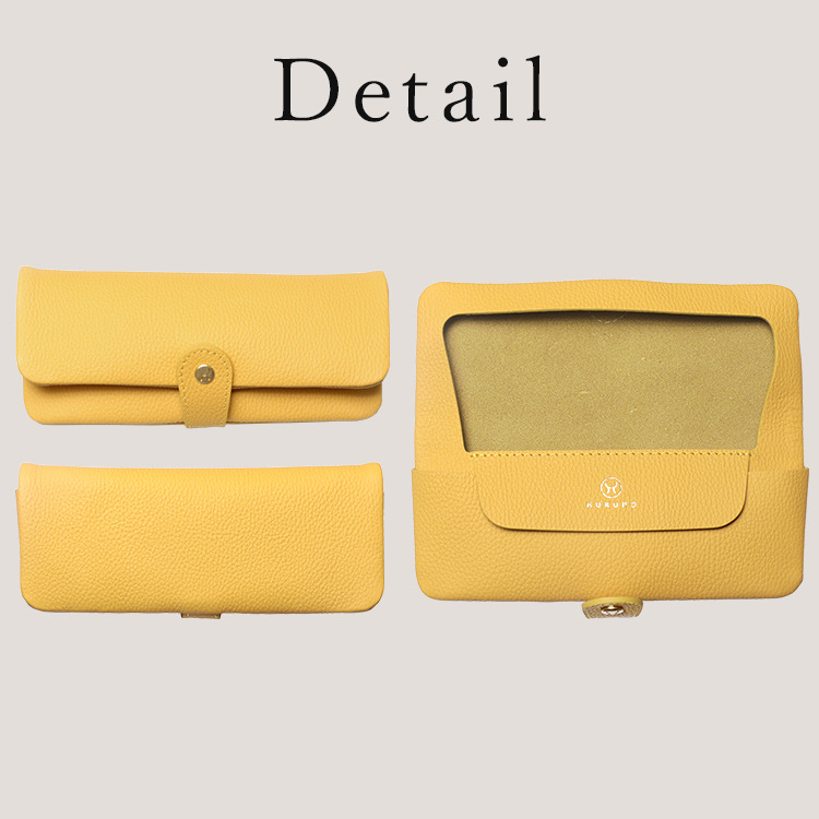 Solid color capacious leather Japanese pencil case