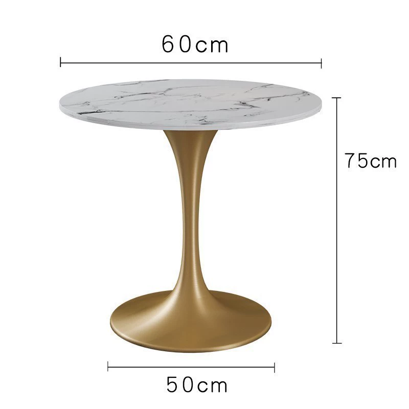 Round marble table and chair set, slate snow mountain white top, Ø60/70/80 × 75 cm, 3–4 seats