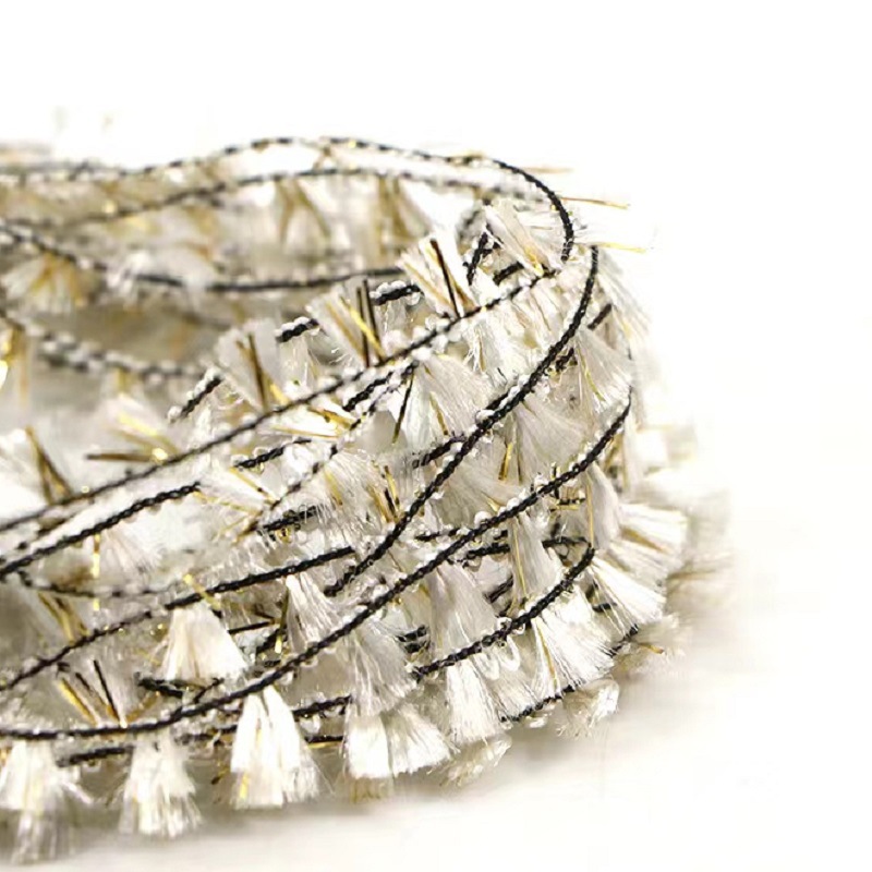 中杭纺织金丝线牙刷纱闪光涤纶小红旗纱针织小香风花式特种纱