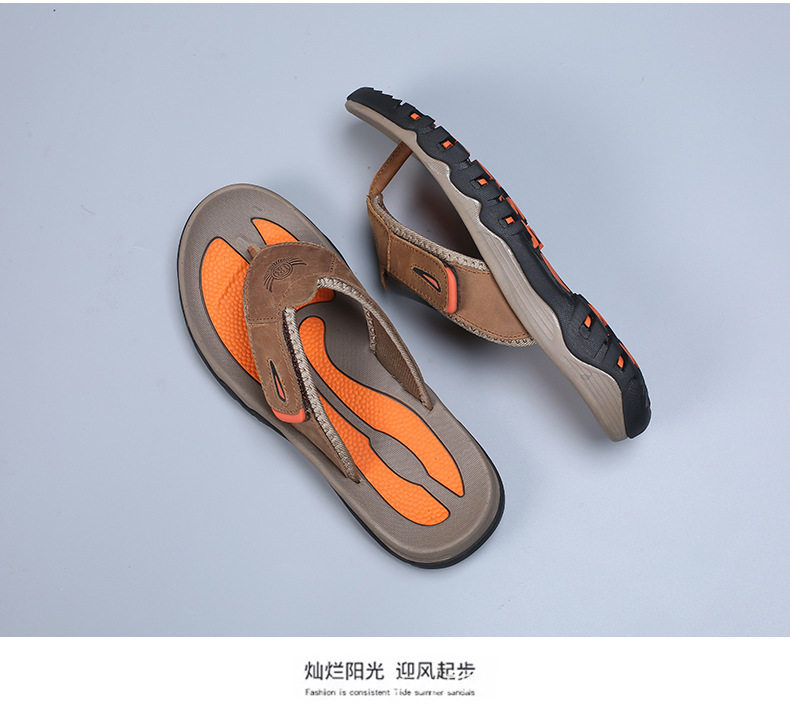 Dép sandal nam quai ngang da bò lớp đầu tiên, may thủ công, form rộng, kiểu mới — 7222 màu nâu, 7222 màu đen, 7222 xám xanh, 7222, màu vàng kim chi tiết 13