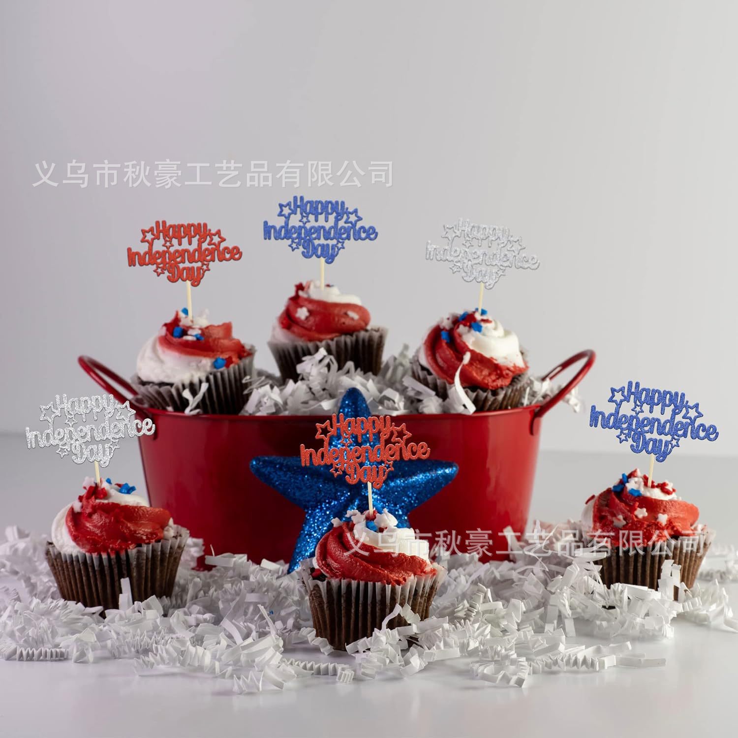 Decoración de pastel de color rojo, azul y blanco del Día de la Independencia 4 de julio Decoración de pastel Día Nacional de Estados Unidos