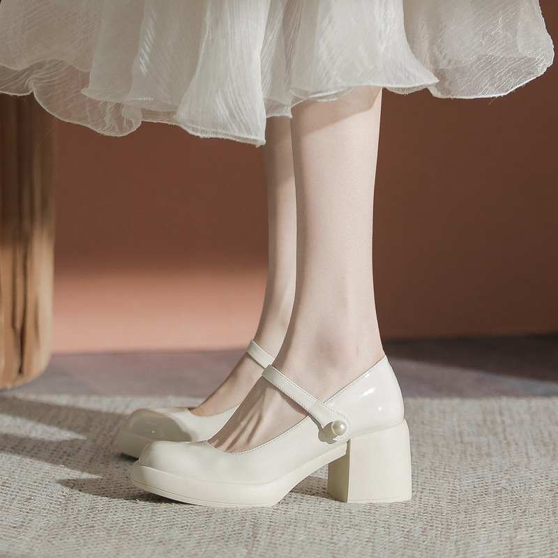 French-Style Mary Jane Chunky Heel High Heels for Women 2026 Spring and Autumn Soft-Soled Versatile Wedding Essential Shoes to Match with Dresses