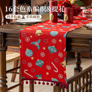 Amazon Cross-Border New Christmas Table Flag American Retro Snowman Christmas Printed Table Mat Long Cloth Bed Flag