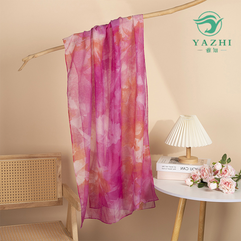 高级感披肩女秋冬洒金渐变长款围巾护颈百搭洋气广场舞丝巾新款