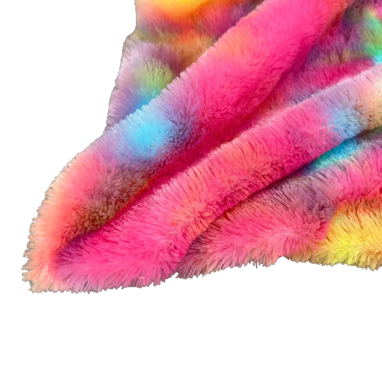 Tela de felpa de terciopelo PV con efecto tie-dye, estampada con degradado de siete colores, tela de color degradado para juguetes de peluche, ropa y materiales para calzado.