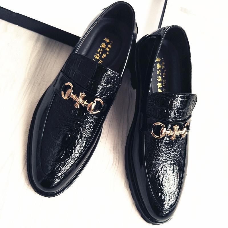 Spring and Autumn Trendy Men's British Pointed Toe Shiny Leather Shoes Business Casual Korean Style Hairstylist Youth Suit Men's Shoes