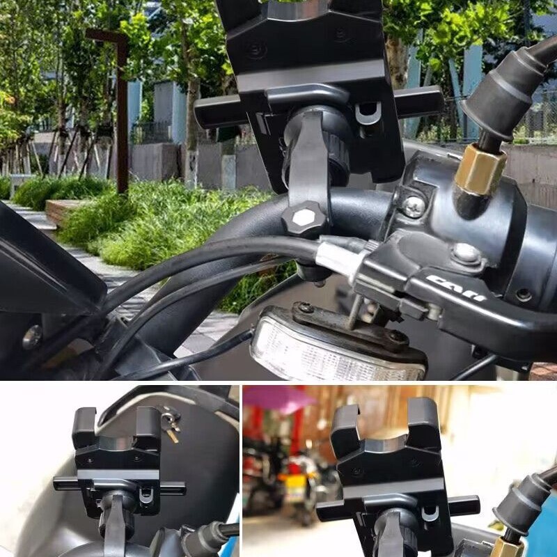 オートバイ用携帯電話ホルダー、ポータブルアルミニウム合金テイクアウト電気自動車ライダーホルダー、傘付き防水|undefined