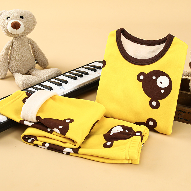 Traje de ropa interior térmica para niños con forro polar engrosado invierno niños bebés niños ropa de otoño pantalones largos ropa de abrigo para niñas traje