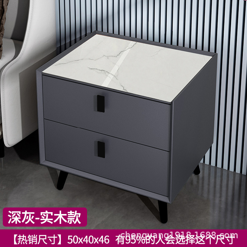 Mesita de noche madera maciza Placa de roca simple moderno Internet celebridad dormitorio mesita de noche protección del medio ambiente todo partido gabinete de almacenamiento mesita de noche