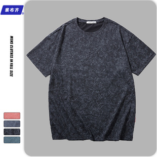 T1899 | Large size men's short sleeve T-shirt men's summer simple fat plus fat plus large size loose fat guy Dark Flower T-shirt