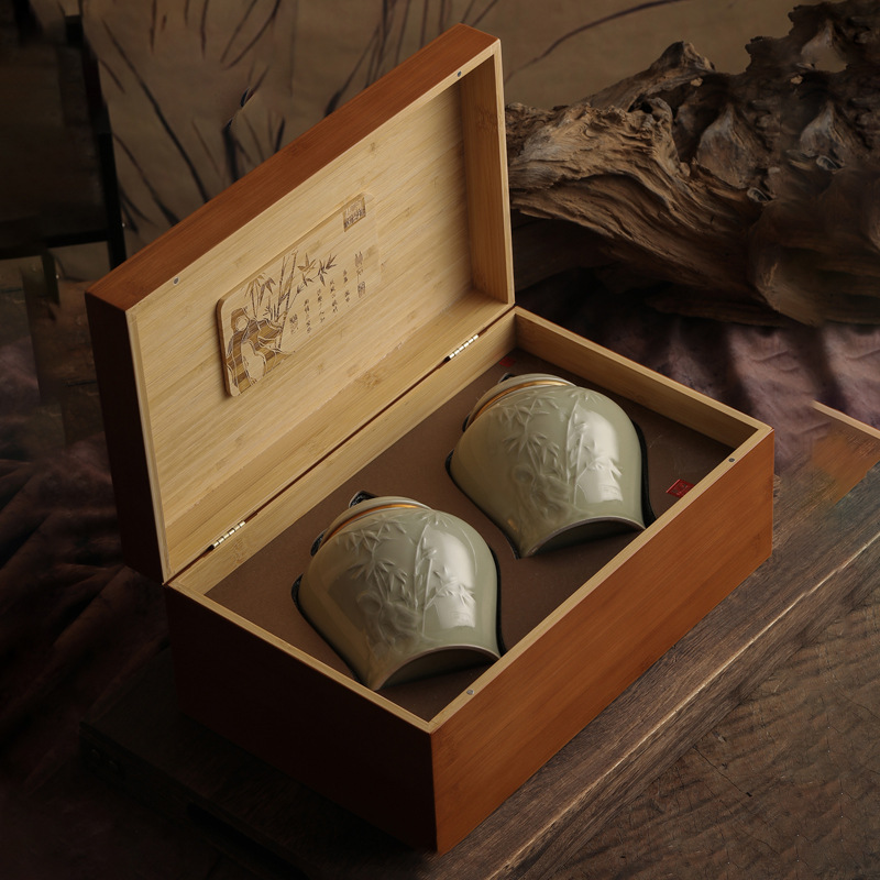 陶瓷茶叶罐包装双罐高档普洱红绿白茶茶叶包装盒空礼盒装空盒礼盒