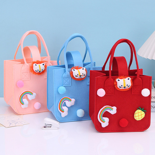 Internet celebrity felt bag printed cartoon red portable felt bag souvenir gift bag advertising storage bag tote bag