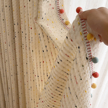 法式奶油彩色多巴胺彩虹豆豆儿童女孩房窗帘卧室遮光成品窗帘定制