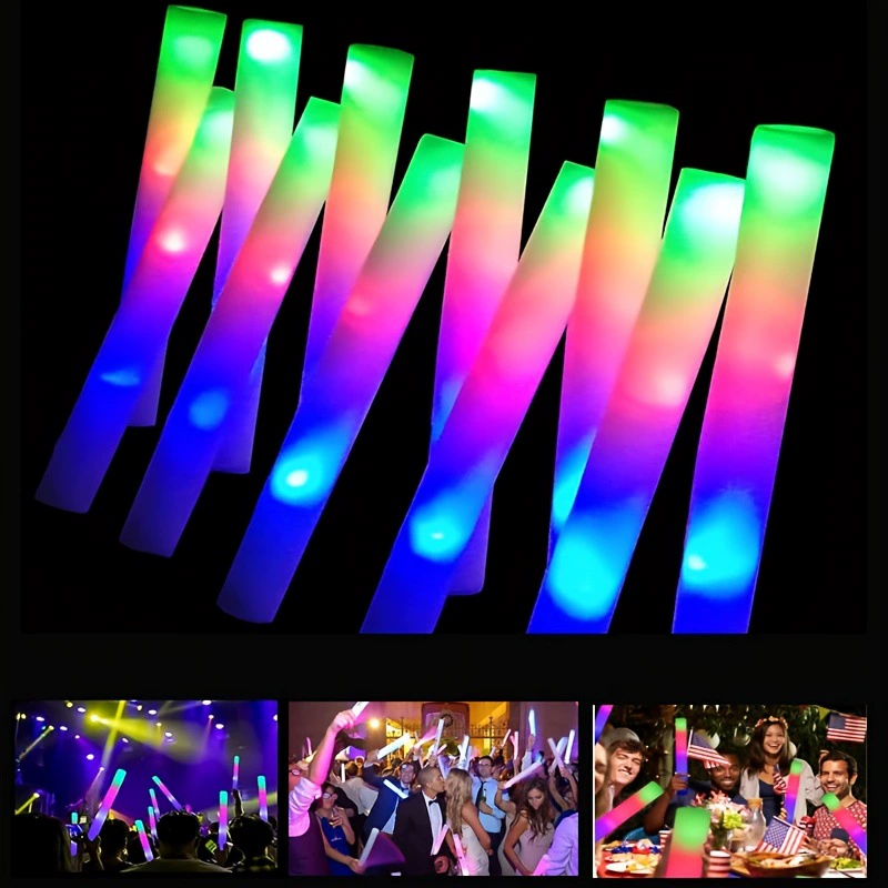 2025 новых кросс-бордерных дропшиппинговых светящихся палочек с 3 режимами мигания, цветные пенопластовые флуоресцентные палочки