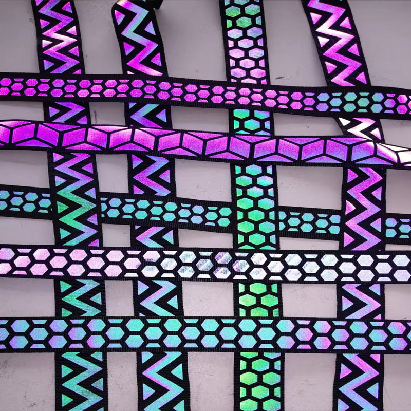 七彩热转印反光织带 印刷任意图案涤纶反光条 服装用警示反光辅料