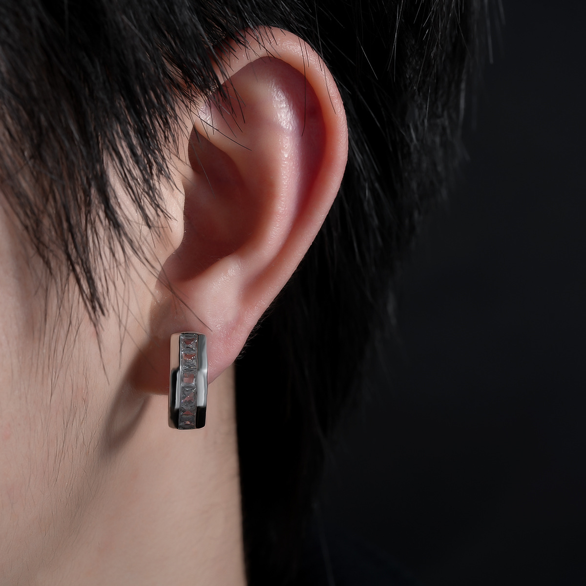 Polygoal créoles en zircon boucles d'oreilles élégantes de luxe_voghion.com