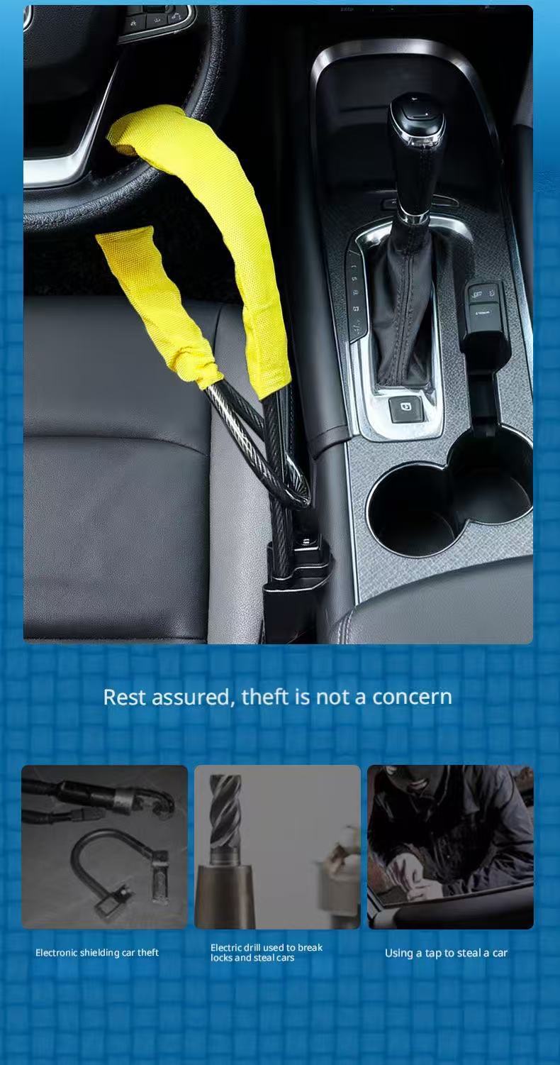 Car Steering Wheel Lock Anti-Theft Device, Thickened Safety Buckle Car Lock Rope Lock, Powerful Anti-Theft for Vehicles