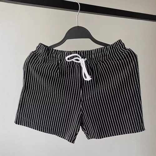 Vertical Striped Three-Fourth Length Shorts for Men, Plus Size Athletic Pants, Men's Three-Fourth Length Shorts for Fitness, Running, Casual, Outdoor Half-Length Pants