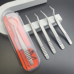 Ukrainian Chinese-style False Eyelash Tweezers Russian-style Frosted Stainless Steel Precision Mirror Light Tweezers Mouth Eyelash Beauty Cosmetic Worker
