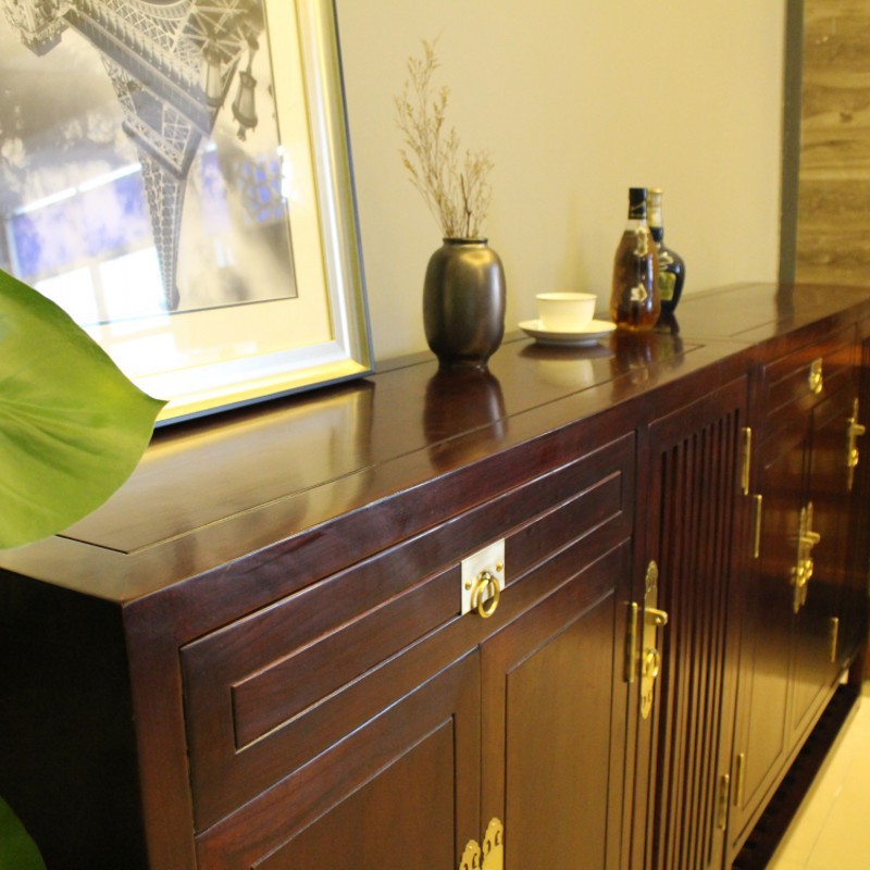 QAY家居 新中式全实木大容量鞋柜玄关柜老榆木客厅装饰柜隔断柜