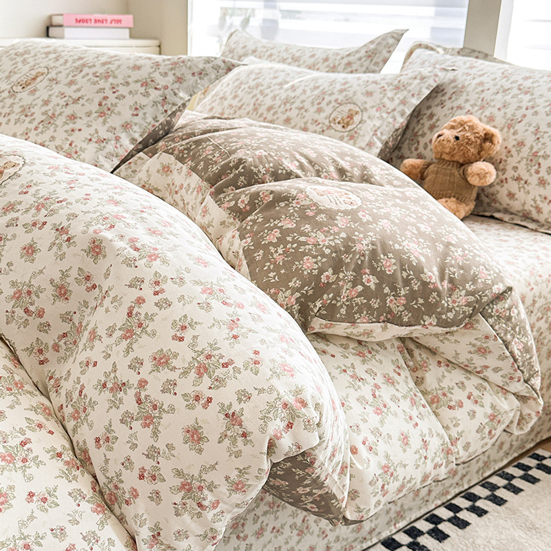 Cama de algodón de cuatro piezas de algodón puro 2025 nuevo estilo sábana funda de edredón sábana ropa de cama de tres piezas