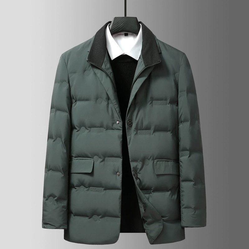 Мужские поддельные две тонкие пуховики мужские средние и пожилые мужские повседневные теплые пуховики