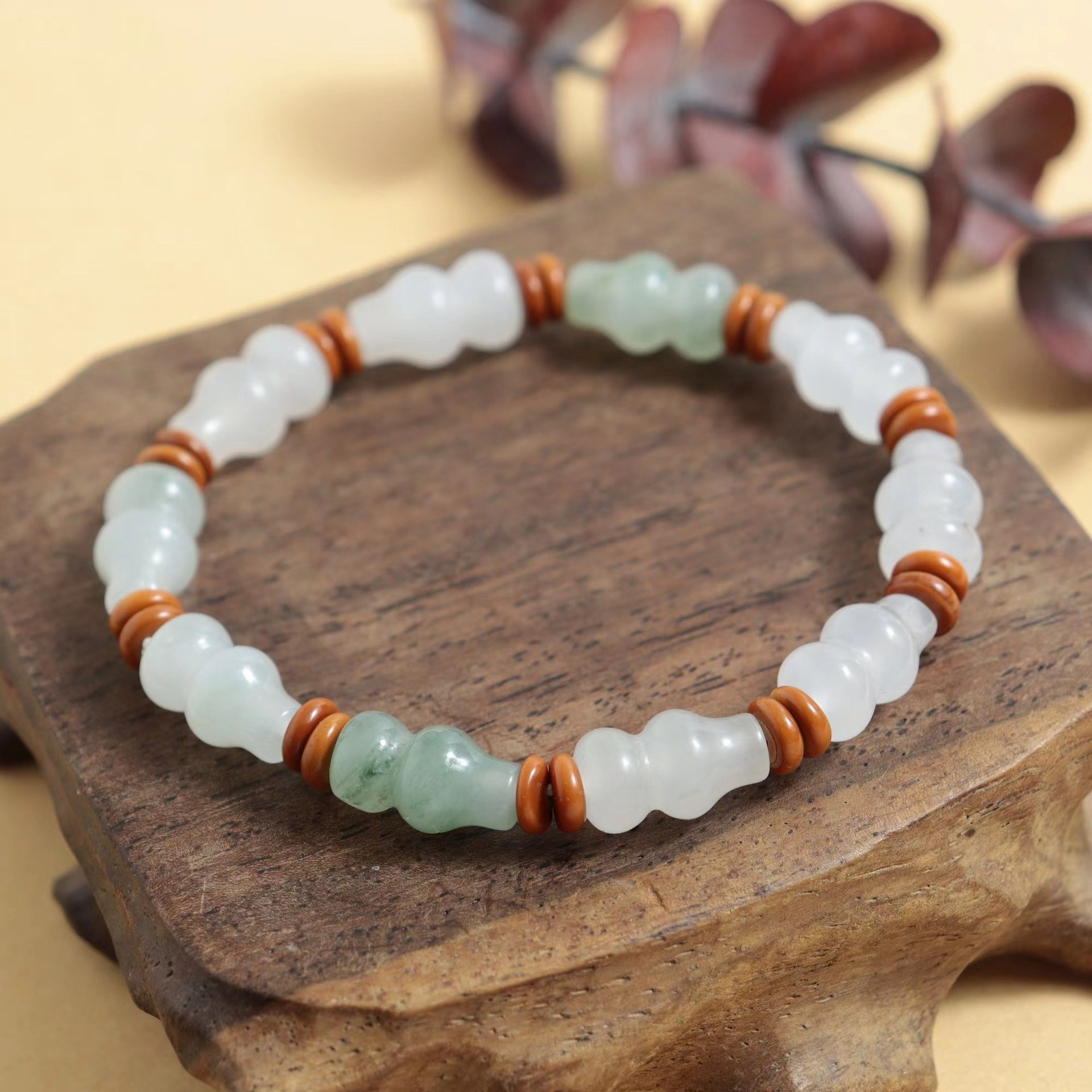 Tianshan pulsera de jade azul para mujeres Xinjiang oro jade blanco jade cuentas DIY multi anillo flotante calabaza pulsera al por mayor