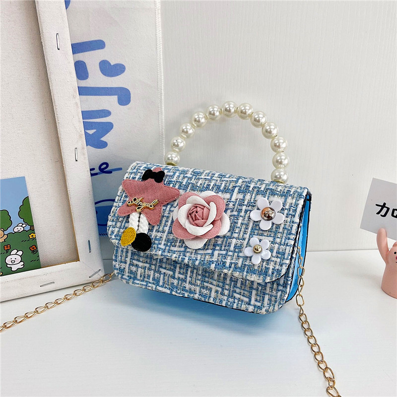 Bolso para niños 2021 nueva niña linda bolsa de mensajero moda princesa perla bolso cadena bolsa de hombro