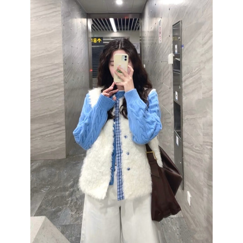 Academy-Style Color-Blocking Layered Sweater Two-Piece Set 2025 Autumn and Winter New Soft Lamb Wool Vest for Women Academy-Style Color-Blocking Layered Sweater Two-Piece Set 2025 Autumn and Winter New Soft Lamb Wool Vest for Women
