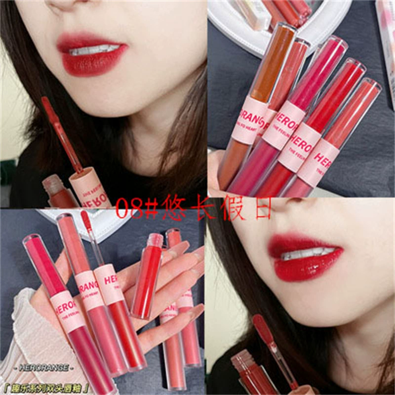 Double-sided lip gloss, waterproof lipstick, 2 in 1, mirror effect, intense hydration, does not fade