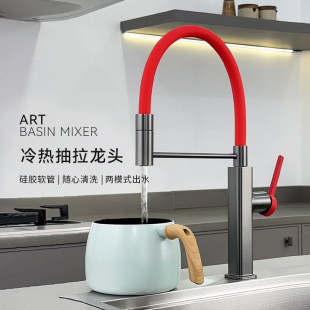 Cross-Border Silicone Hose Universal Faucet Household Kitchen Sink Sink Dishwashing Basin Hot and Cold Multi-Function Faucet
