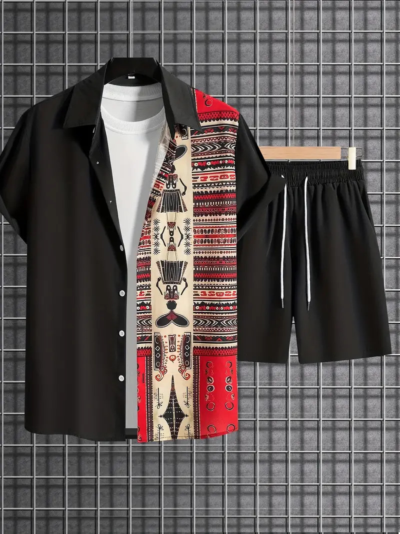 Comercio exterior europeo y americano nuevo estilo 2024 nueva tendencia de la moda tridimensional camisa de manga corta pantalones cortos traje MB1 MA1