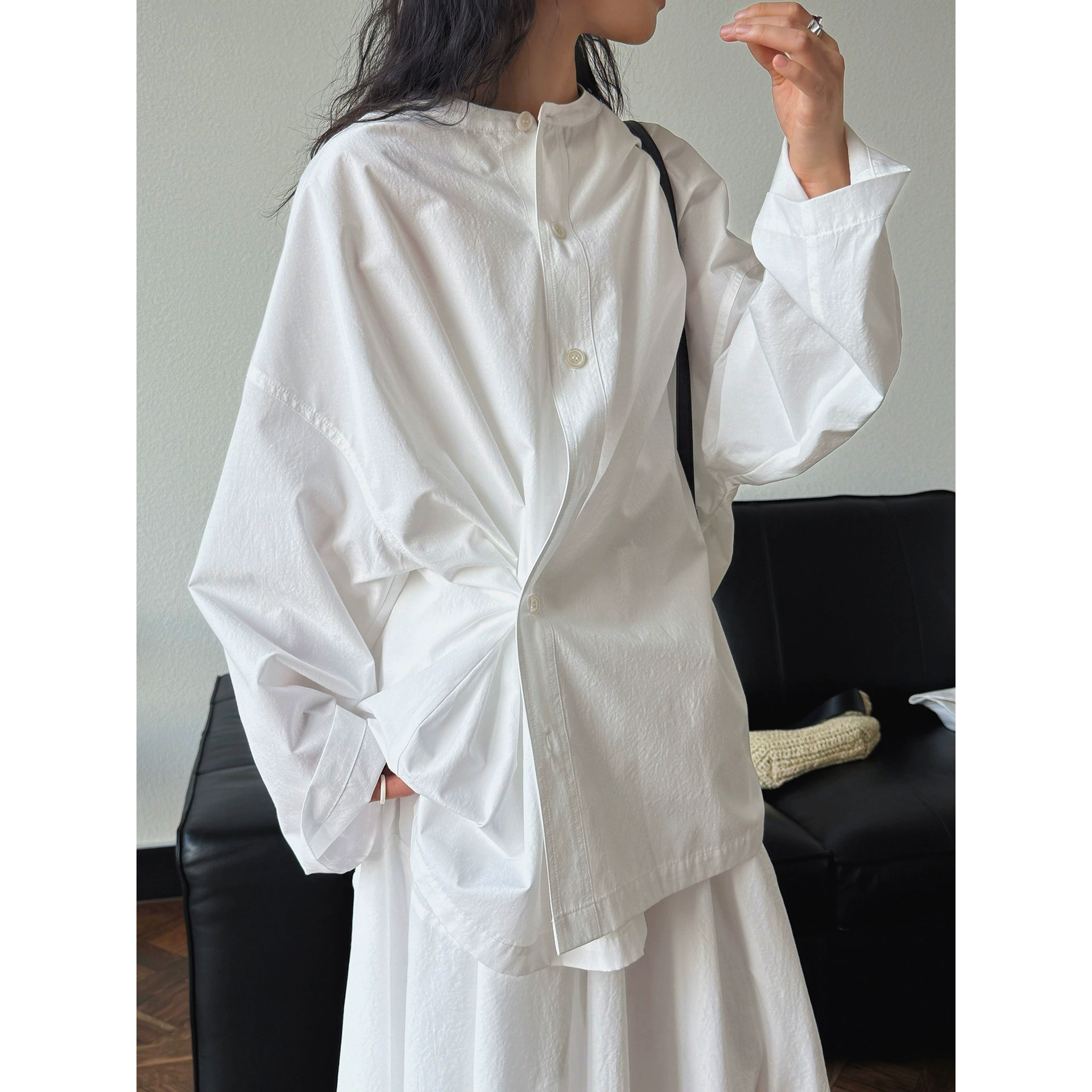 Летняя новая Парижская повседневная рубашка в стиле кокона с боковыми пуговицами, мягкий дышащий топ для женщин