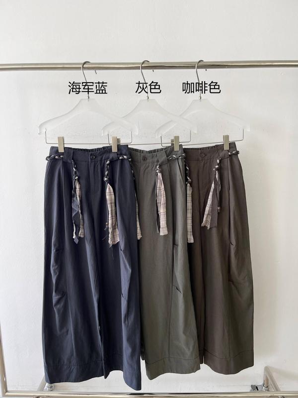 2025秋冬新款高腰抽褶工装阔腿裤女式休闲百搭拖地裤休闲裤95599|undefined