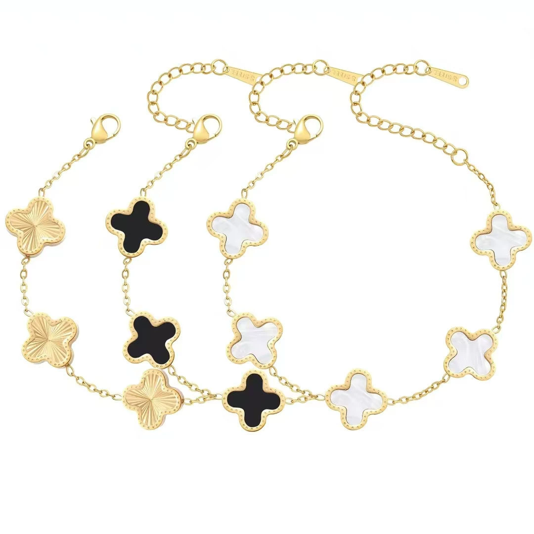 (cross-border trading), trend bracelet stainless steel, amazon, four-leaf clover, 750 sample gold