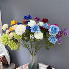 4頭夢露玫瑰仿真花單支月季假花婚慶花材婚禮堂路引插花裝飾布景