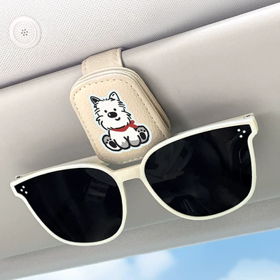Car Glasses Clip/Bill Clip, Sun Visor Sunglasses Storage Clip - beige-west-highland