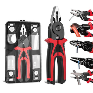 Multifunctional tool pliers five-in-one head-changing wire pliers vice scissors electrician wire stripping pliers cable cutting and crimping pliers