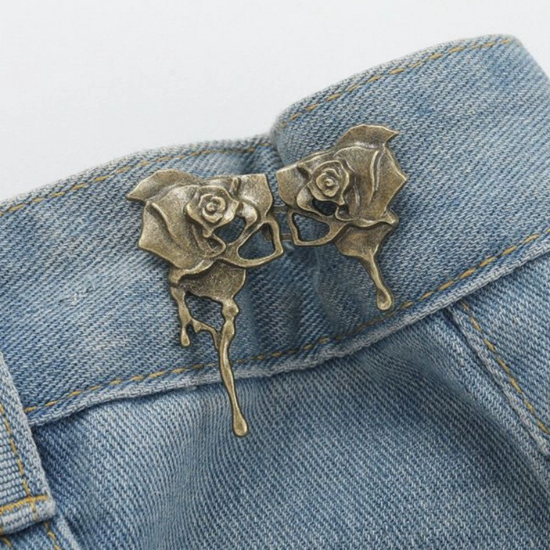 Nail-Free Removable Waist Buckle Pair, Flat-Bottom Seamless Buttons for Pants & Skirts, Assorted Designs