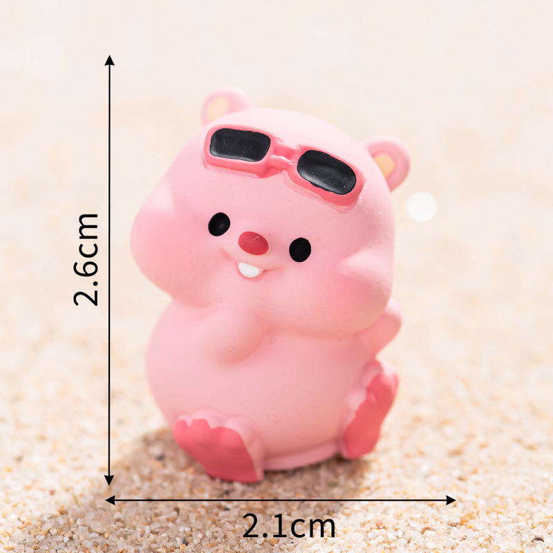 微景观卡通粉红小海狸公仔手办树脂工艺品车载中控桌面潮玩小摆件|undefined
