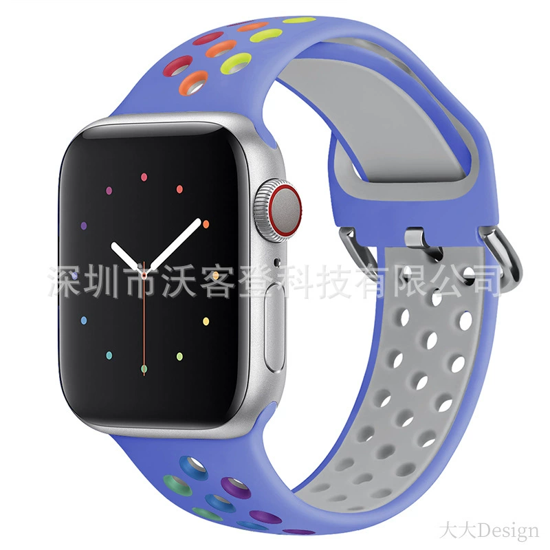 Подходит для Apple, силиконовый ремешок Nike с защёлкой, для Apple Watch 8/7/SE/6/5/4/3/2/1, двухцветный силикон