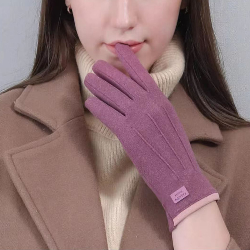 新款德绒保暖手套批发女触屏秋冬款骑行男冬加厚冬季防寒加绒手套|undefined